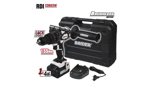 Бормашина ударна безч. 20V 2-ск. 4Ah 155Nm куфар RDI-CDB03W image