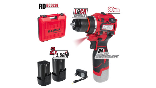 Brushless Drill 16V 2speed metal chuck 2x1,5AhCase RD-BCDL39 image
