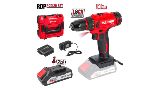 R20 Cordless Drill 2speed 10mm 50Nm 2Ah Case RDP-PCDI20 image