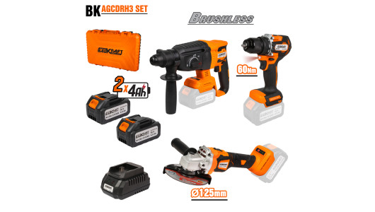 К-т Ъглошлайф бормашина перфоратор 18V2x4Ah куфар BK-AGCDRH3 image