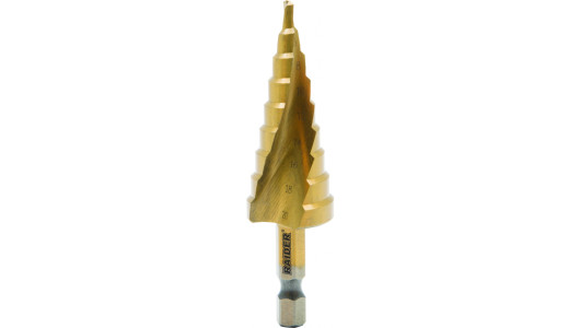 Burghiu conic in trepte HEX 1/4" HSS + TIN &oslash;4-20mm image