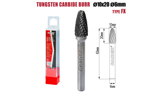 Tungsten Carbide Burr type FX &Oslash;10x20 &oslash;6mm RDP image