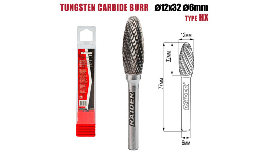 Freza debavurare Tungsten Carbon tip HX &Oslash;12x32 &oslash;6mm RDP image