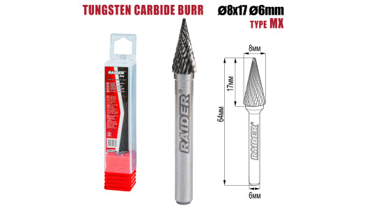 Freza debavurare Tungsten Carbon tip MX &Oslash;08x17 &oslash;6mm RDP image