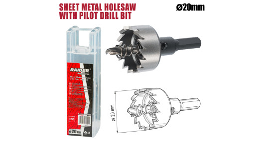 Sheet Metal Holesaw &Oslash;20mm with Pilot HSS Drill Bit image