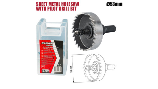 Sheet Metal Holesaw &Oslash;53mm with Pilot HSS Drill Bit image