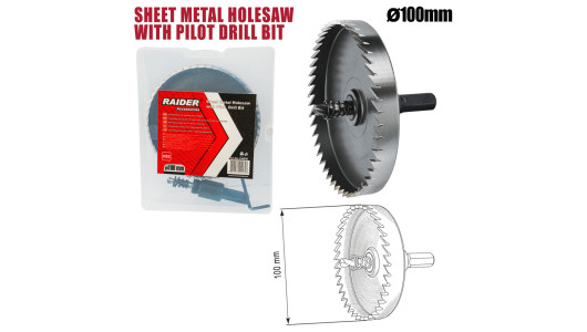 Sheet Metal Holesaw &Oslash;100mm with Pilot HSS Drill Bit image