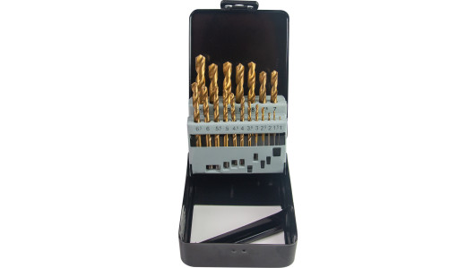 Drill bits &oslash;1.0-10mm HSS + TIN set 19pcs GD image
