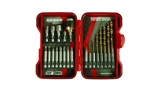 Screwdriver Bits & Drill Bits 1/4" 20 pcs. Set RAIDER image