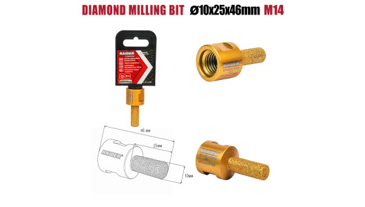 Diamond Special Milling Bit &Oslash;10&times;25&times;46mm&times;M14 image