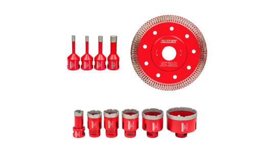 Diamond Hole Saws Dry M14 &Oslash;6-68mm+Blade+AL Case Set 12pcs image