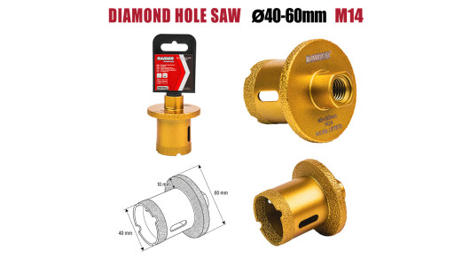 Diamond Hole Saw for sinks &Oslash;40-60mm x M14 image