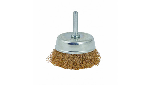 Wire cup brush brassed &oslash;75mm (3") with shank image