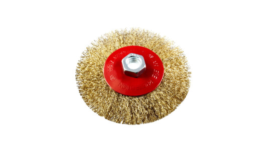 Brass-coated Wire Conical Brush &Oslash;115mm for Angle Grinder M14 image