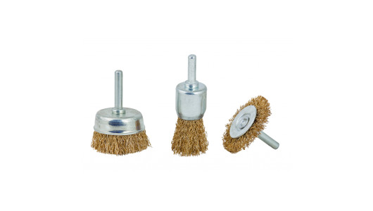 Wire brushes brassed with shank 3pcs set image