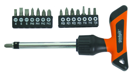 Surubelnita cu clichet ,maner &ldquo;T&rdquo; cu biti , 16pcs set image