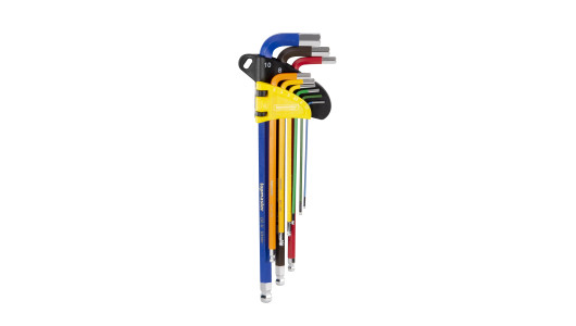 Ball point hex key set 1.5-10 mm, 9 pcs extra long COLOR TMP image