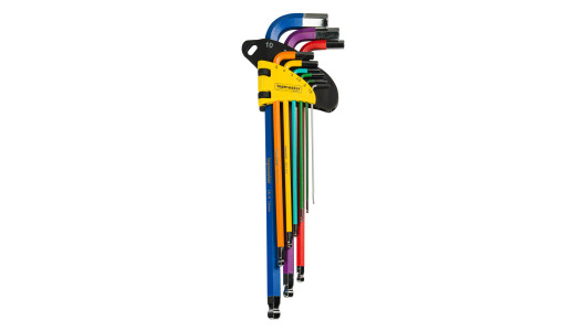 Ball point hex key set 1.5-10 mm, 9 pcs extra long COLOR TMP image