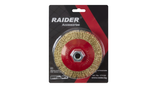 Brass-coated Wire Conical Brush &Oslash;115mm for Angle Grinder M14 image