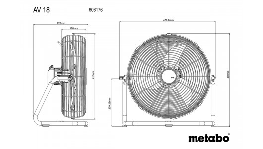 Ventilator acumulator. 18V METABO AV 18 SOLO image