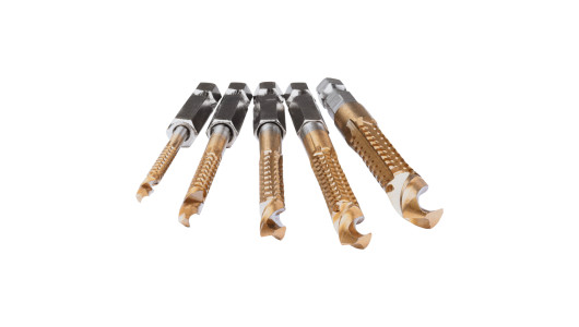 Set 5 burghie tip freza combinata HSS TiN 1/4" HEX &Oslash;3-8mm image