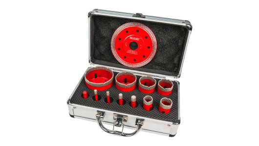 Diamond Hole Saws Dry M14 &Oslash;6-68mm+Blade+AL Case Set 12pcs image