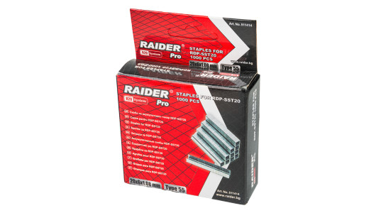 Скоби акум. такер RAIDER PRO RDP-SST20 20x6x1.08mm Type 55 1000бр. image