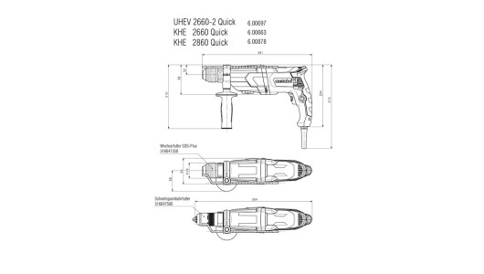 Перфоратор 850W 26mm SDS+ METABO KHE 2660 QUICK KOMBI image