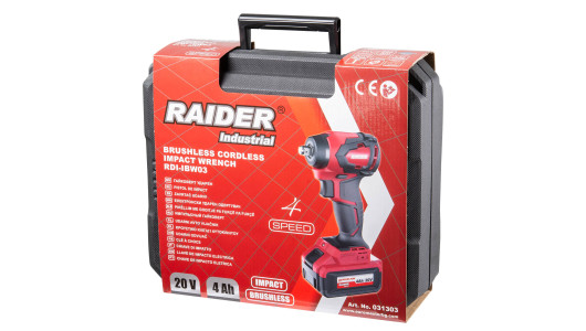 Гайковерт безч 20V 4-ск.4Ah 280Nm 3/8&ldquo; и 1/2"куфар RAIDER INDUSTRIAL RDI-IBW03 image