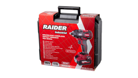 Гайковерт ударен безч. 20V 4-ск.4Ah 480Nm1/2"куфар RAIDER INDUSTRIAL RDI-IBW04 image