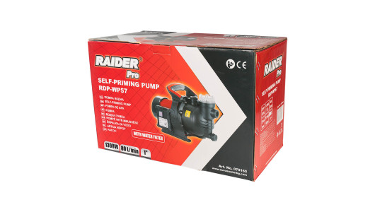 Помпа водна 1300W 1" 80L/min 48m с воден филтър RAIDER PRO RDP-WP57&nbsp;&nbsp; image