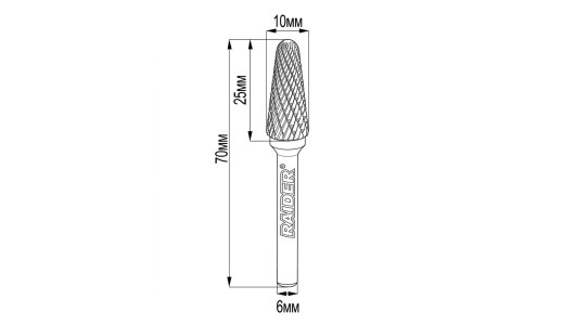 Tungsten Carbide Burr type LX &Oslash;10x25 &oslash;6mm RDP image