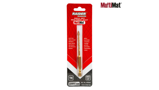 Drill Bit MultiMat 4Cut TIN Hex 1/4" &Oslash;4 mm image