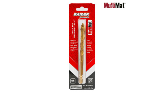 Drill Bit MultiMat 4Cut TIN Hex 1/4" &Oslash;12 mm image