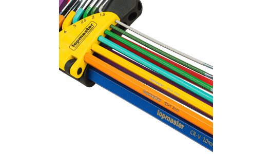Ball point hex key set 1.5-10 mm, 9 pcs extra long COLOR TMP image