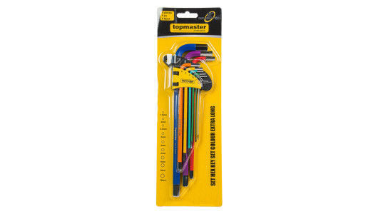 Hex key set 1.5-10 mm, 9 pcs., extra long COLOR TMP image