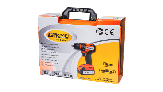 Brushless Cordless Drill 18V 2speed 10mm 40Nm 2Ah BK-BCD40 image